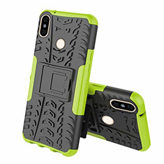Silicone Matte Finish and Plastic Back Cover Case with Stand Z01 for Xiaomi Mi 8 Green