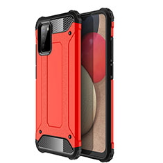 Silicone Matte Finish and Plastic Back Cover Case WL1 for Samsung Galaxy A02s Red