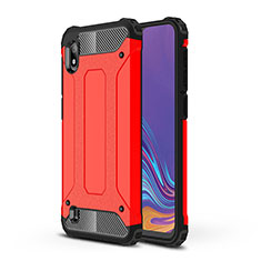 Silicone Matte Finish and Plastic Back Cover Case WL1 for Samsung Galaxy A10 Red