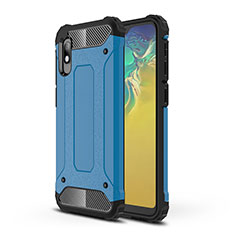 Silicone Matte Finish and Plastic Back Cover Case WL1 for Samsung Galaxy A10e Blue