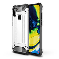 Silicone Matte Finish and Plastic Back Cover Case WL1 for Samsung Galaxy A11 Silver