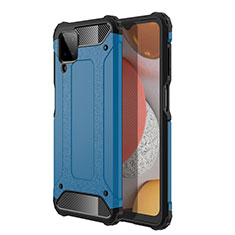 Silicone Matte Finish and Plastic Back Cover Case WL1 for Samsung Galaxy A12 Nacho Blue