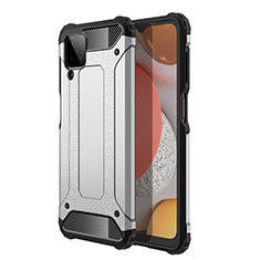 Silicone Matte Finish and Plastic Back Cover Case WL1 for Samsung Galaxy A12 Silver