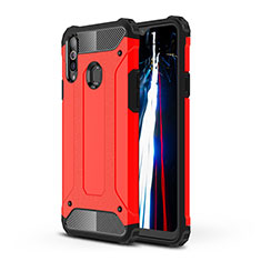 Silicone Matte Finish and Plastic Back Cover Case WL1 for Samsung Galaxy A20s Red