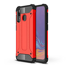 Silicone Matte Finish and Plastic Back Cover Case WL1 for Samsung Galaxy A30 Red