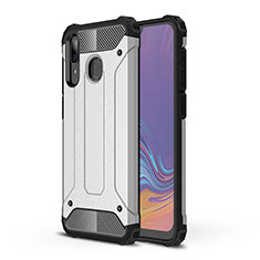 Silicone Matte Finish and Plastic Back Cover Case WL1 for Samsung Galaxy A30 Silver