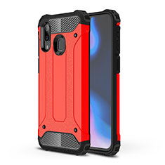 Silicone Matte Finish and Plastic Back Cover Case WL1 for Samsung Galaxy A40 Red