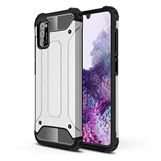 Silicone Matte Finish and Plastic Back Cover Case WL1 for Samsung Galaxy A41 Silver