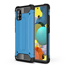 Silicone Matte Finish and Plastic Back Cover Case WL1 for Samsung Galaxy A51 4G Blue