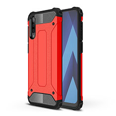 Silicone Matte Finish and Plastic Back Cover Case WL1 for Samsung Galaxy A70 Red
