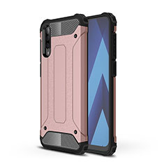 Silicone Matte Finish and Plastic Back Cover Case WL1 for Samsung Galaxy A70 Rose Gold