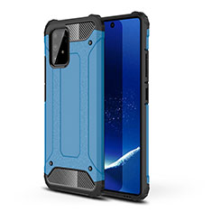 Silicone Matte Finish and Plastic Back Cover Case WL1 for Samsung Galaxy A91 Blue