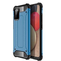 Silicone Matte Finish and Plastic Back Cover Case WL1 for Samsung Galaxy F02S SM-E025F Blue
