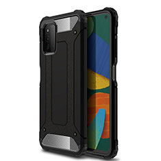 Silicone Matte Finish and Plastic Back Cover Case WL1 for Samsung Galaxy F52 5G Black