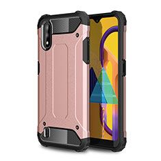 Silicone Matte Finish and Plastic Back Cover Case WL1 for Samsung Galaxy M01 Rose Gold