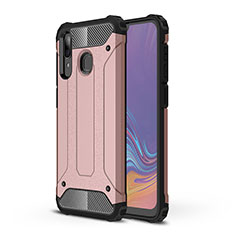 Silicone Matte Finish and Plastic Back Cover Case WL1 for Samsung Galaxy M10S Rose Gold