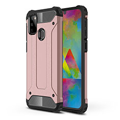 Silicone Matte Finish and Plastic Back Cover Case WL1 for Samsung Galaxy M21 Rose Gold