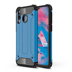 Silicone Matte Finish and Plastic Back Cover Case WL1 for Samsung Galaxy M30 Blue
