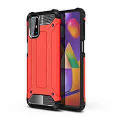 Silicone Matte Finish and Plastic Back Cover Case WL1 for Samsung Galaxy M31s Red