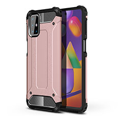 Silicone Matte Finish and Plastic Back Cover Case WL1 for Samsung Galaxy M31s Rose Gold