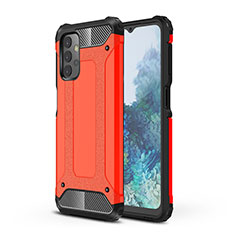 Silicone Matte Finish and Plastic Back Cover Case WL1 for Samsung Galaxy M32 5G Red