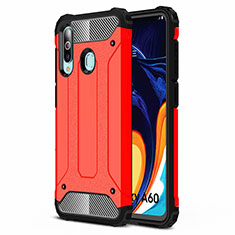 Silicone Matte Finish and Plastic Back Cover Case WL1 for Samsung Galaxy M40 Red