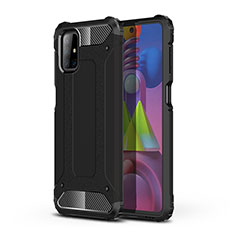 Silicone Matte Finish and Plastic Back Cover Case WL1 for Samsung Galaxy M51 Black
