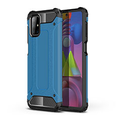 Silicone Matte Finish and Plastic Back Cover Case WL1 for Samsung Galaxy M51 Blue