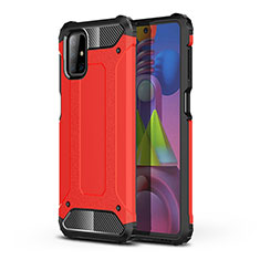 Silicone Matte Finish and Plastic Back Cover Case WL1 for Samsung Galaxy M51 Red