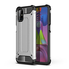 Silicone Matte Finish and Plastic Back Cover Case WL1 for Samsung Galaxy M51 Silver