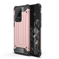 Silicone Matte Finish and Plastic Back Cover Case WL1 for Samsung Galaxy S20 Ultra 5G Rose Gold