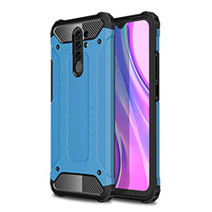 Silicone Matte Finish and Plastic Back Cover Case WL1 for Xiaomi Redmi 9 Prime India Blue
