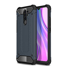 Silicone Matte Finish and Plastic Back Cover Case WL1 for Xiaomi Redmi 9 Prime India Navy Blue