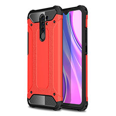 Silicone Matte Finish and Plastic Back Cover Case WL1 for Xiaomi Redmi 9 Prime India Red
