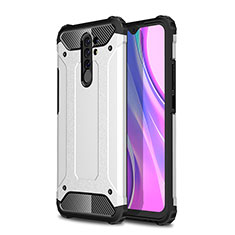 Silicone Matte Finish and Plastic Back Cover Case WL1 for Xiaomi Redmi 9 Silver