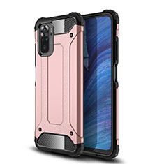 Silicone Matte Finish and Plastic Back Cover Case WL2 for Xiaomi Poco M5S Rose Gold