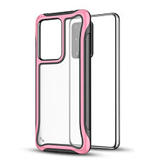 Silicone Matte Finish and Plastic Back Cover Case YF1 for Samsung Galaxy S20 Plus Hot Pink
