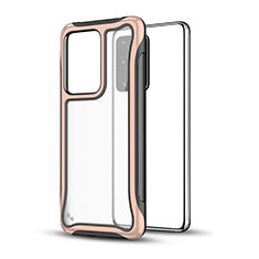 Silicone Matte Finish and Plastic Back Cover Case YF1 for Samsung Galaxy S20 Plus Rose Gold