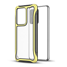 Silicone Matte Finish and Plastic Back Cover Case YF1 for Samsung Galaxy S20 Plus Yellow