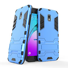 Silicone Matte Finish and Plastic Back Cover with Stand for Samsung Galaxy Amp Prime 3 Blue