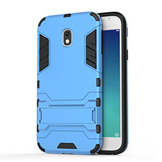 Silicone Matte Finish and Plastic Back Cover with Stand for Samsung Galaxy J3 Pro (2017) Blue