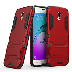 Silicone Matte Finish and Plastic Back Cover with Stand for Samsung Galaxy J5 (2017) Duos J530F Red