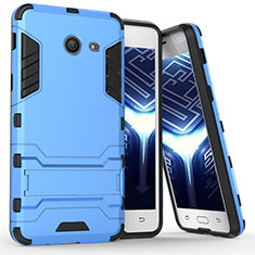 Silicone Matte Finish and Plastic Back Cover with Stand for Samsung Galaxy J5 (2017) Version Americaine Blue