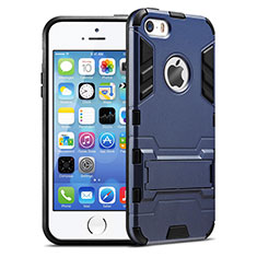 Silicone Matte Finish Stands Cover for Apple iPhone 5 Blue