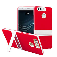 Silicone Matte Finish Stands Cover for Huawei P9 Plus Red