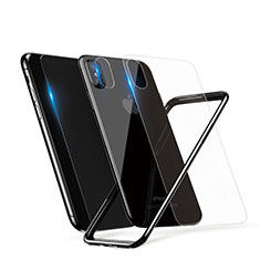 Silicone Silicone Frame Case with Tempered Glass Screen Protector for Apple iPhone X Black