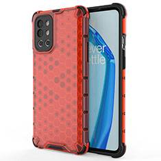 Silicone Transparent Frame Case Cover 360 Degrees AM1 for OnePlus 9R 5G Red