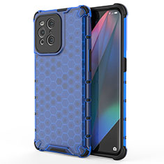 Silicone Transparent Frame Case Cover 360 Degrees AM1 for Oppo Find X3 5G Blue