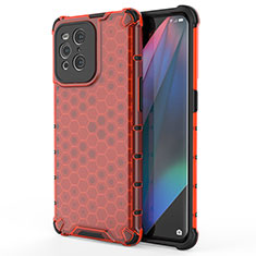 Silicone Transparent Frame Case Cover 360 Degrees AM1 for Oppo Find X3 Pro 5G Red