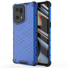 Silicone Transparent Frame Case Cover 360 Degrees AM1 for Oppo Find X5 Pro 5G Blue